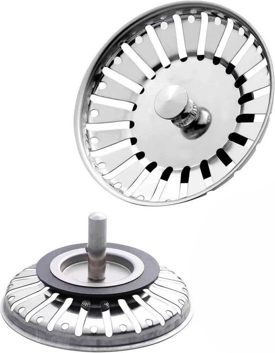 RVS Korfplug Afvoerplug Keuken - Geen Verstopping – Spoelbak Zeef Afvoerstopper Korfplug 80mm
