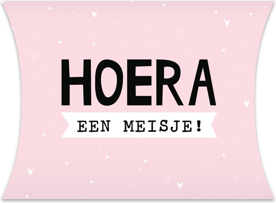 Geschenkdoos XL Hoera een meisje 32 x 8 x 26 - Geboorte - Gondeldoos - Geschenkverpakking - Doos - cadeauverpakking - Roze - Meisje - SNQ Cadeau Verpakkingen