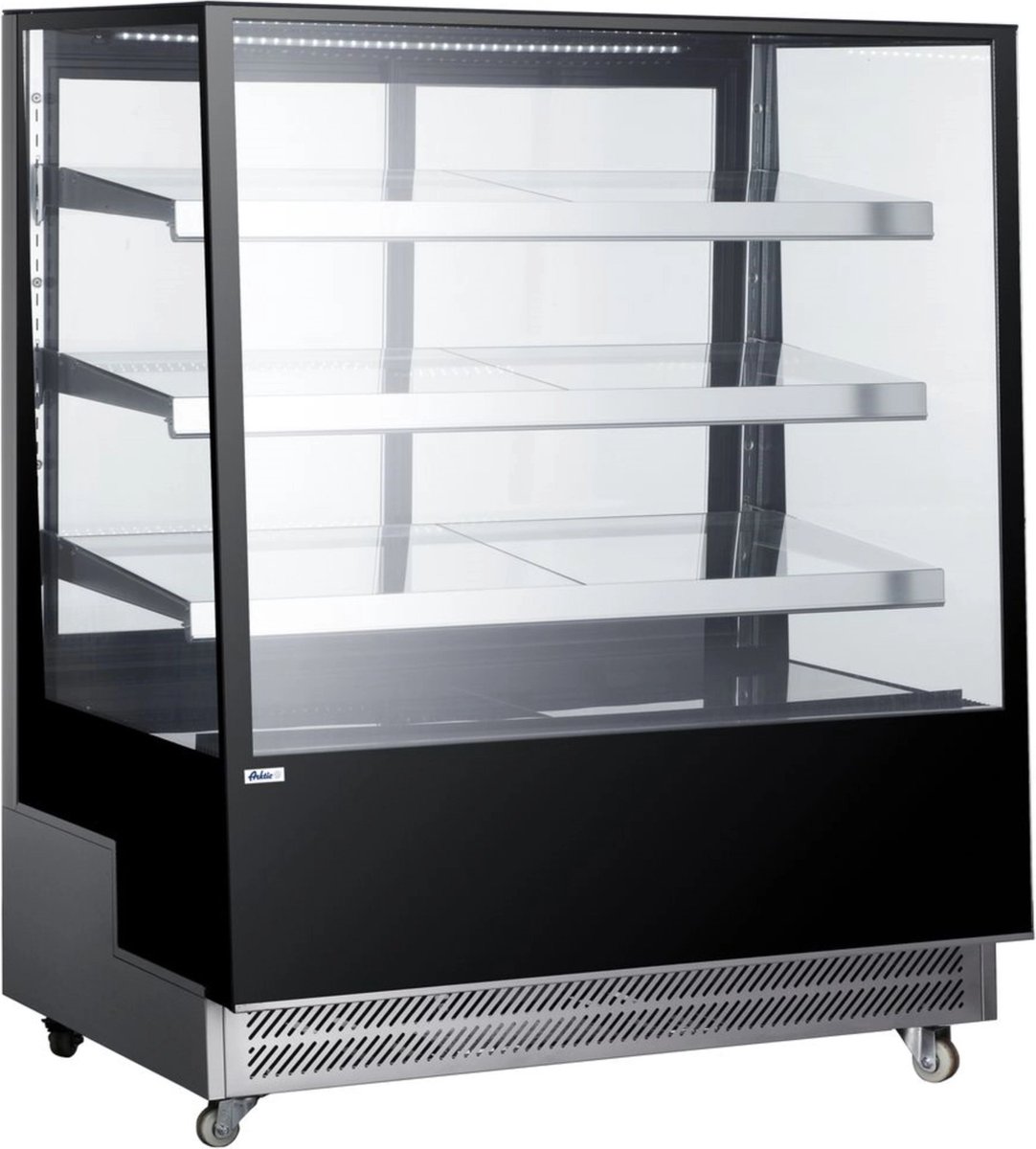 Arktic Koelvitrine - 650L - RVS/Zwart - 0°C/+6°C - Geforceerd - 4 Niveaus - Wielen - 1200x805x1445mm