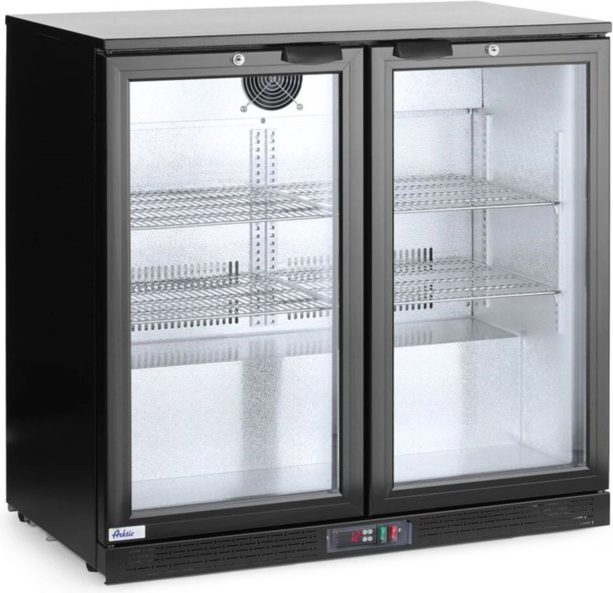 Arktic Barkoelkast - 200L - Zwart - +2°C/+10°C - Geforceerd - Klapdeuren - 900x500x900mm - Horeca Koelkast
