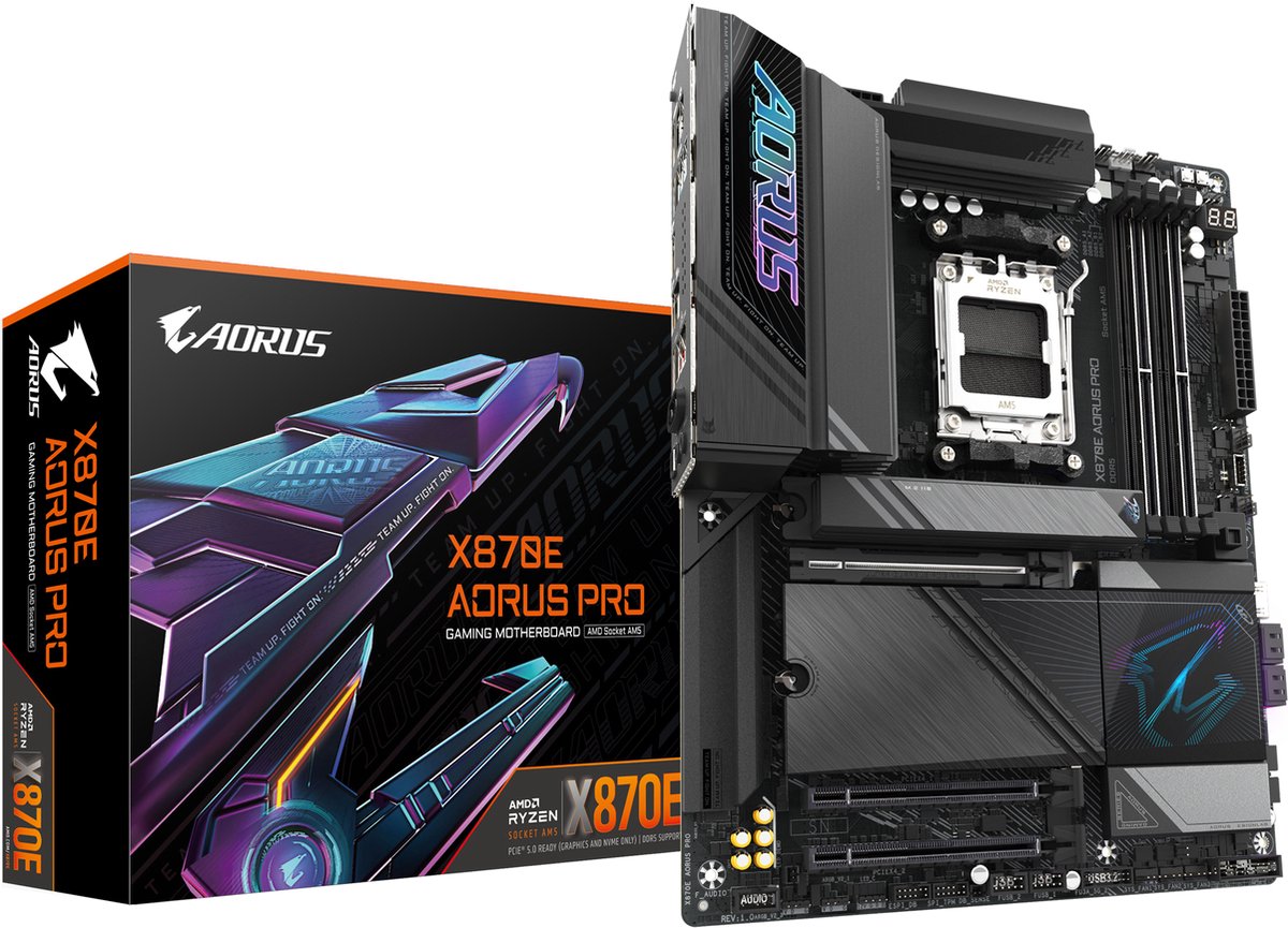 GIGABYTE X870E AORUS PRO moederbord RAID, 2.5 Gb-LAN, WLAN, BT, Sound, ATX
