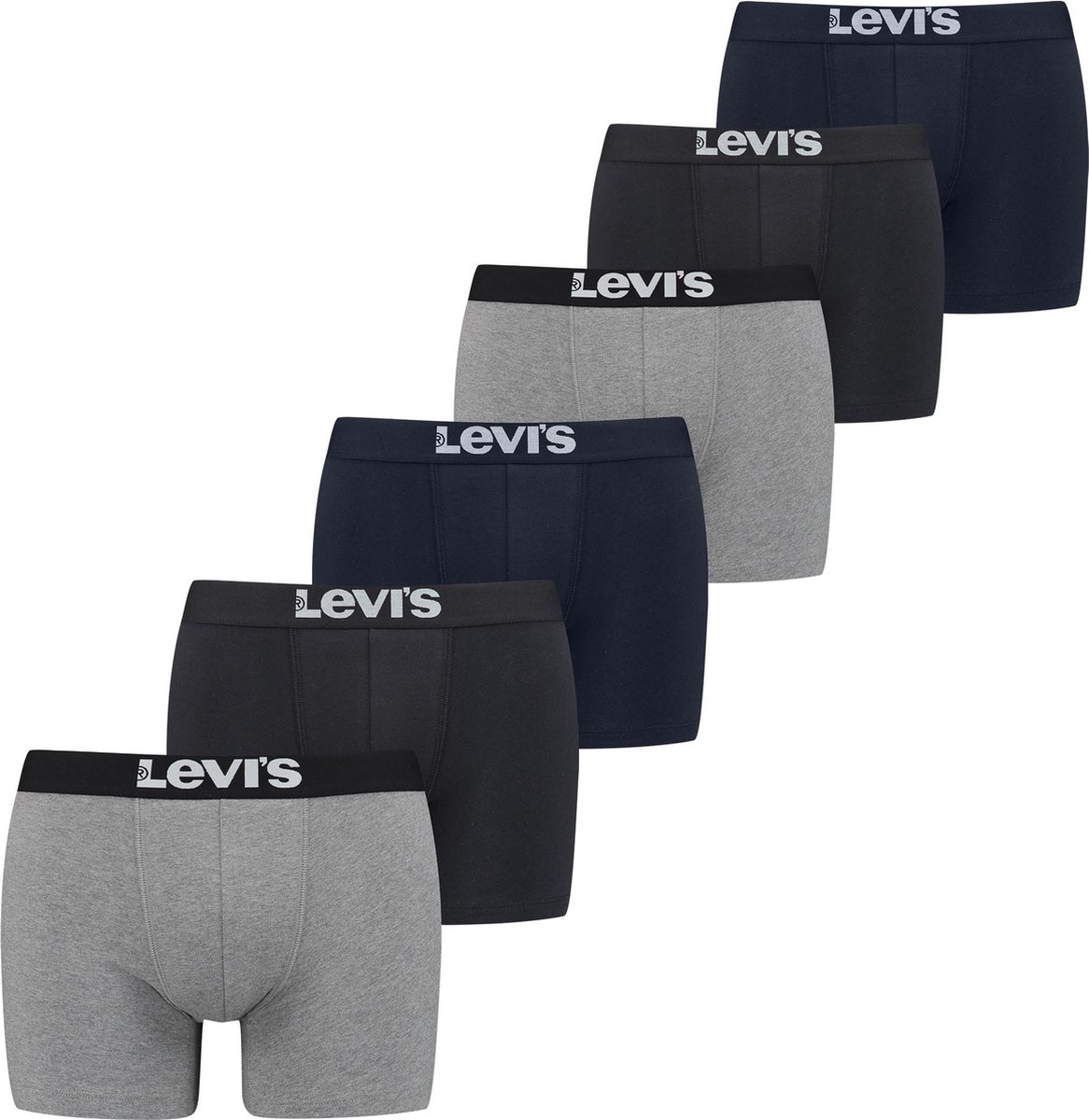 Set van 6 Levis SOLID BASIC BOXER boxershorts, ondergoed voor heren