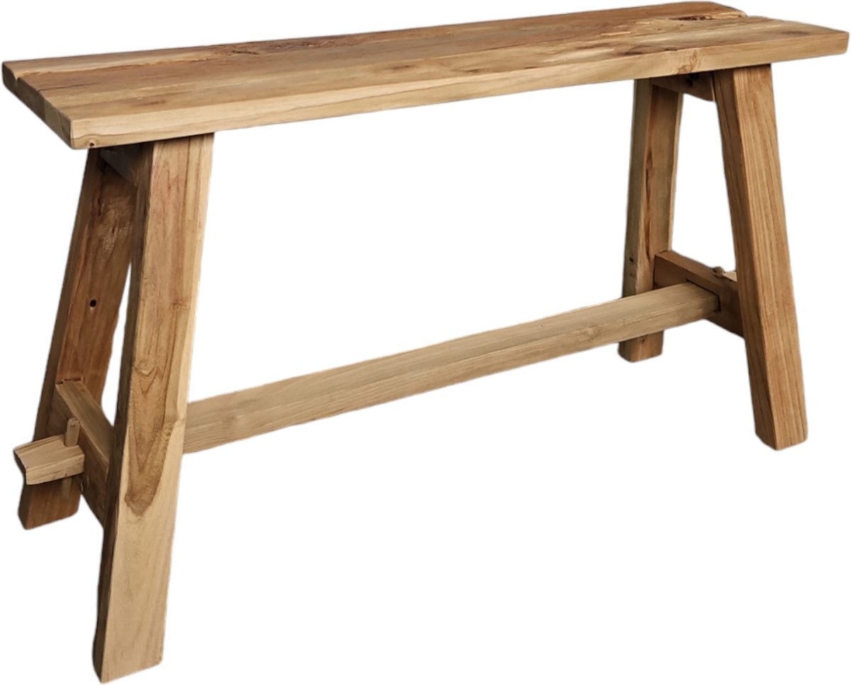Kruk Teak 80cm Naturel | Handgemaakt Bankje uit Gerecycled Hout Indonesië