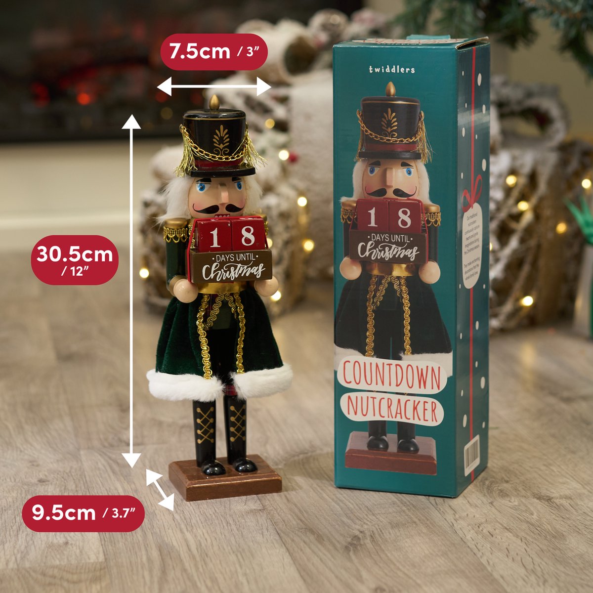 The Twiddlers – Houten Notenkraker Soldaat met Aftellen naar Kerst, 30cm – Handgemaakt Kerstdecoratie voor Binnen – Countdown Notenkraker Kerst en Klassiek Kerstornament – foto 7