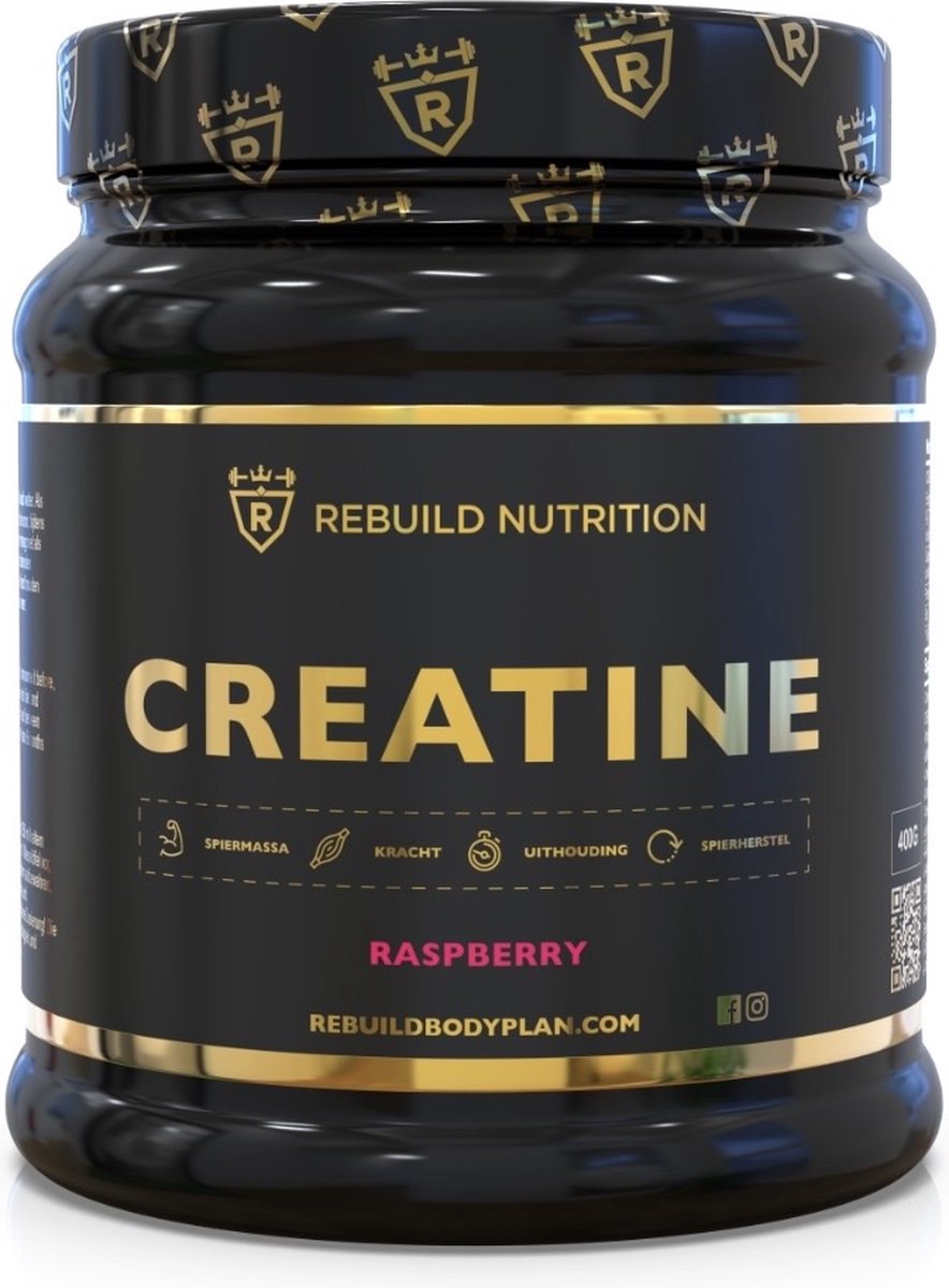 Goedkoopste Rebuild Nutrition Creatine Monohydrate - Framboos smaak - Poeder - Supplement voor Spieropbouw & Conditie Verbetering - Creatine Monohydraat - 80 doseringen - 400 gram