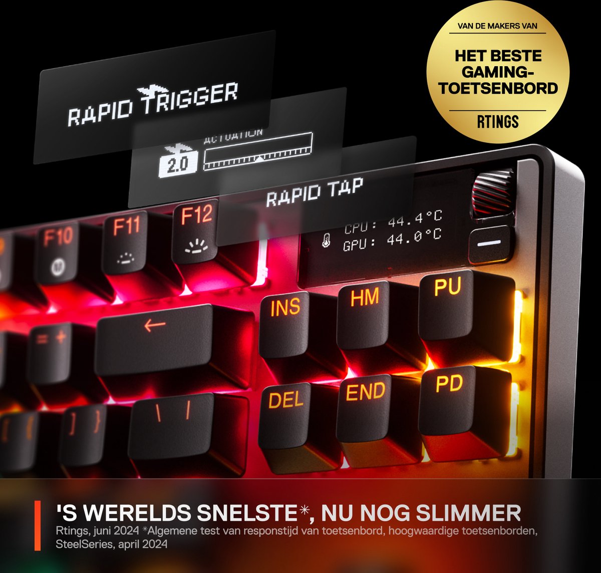 SteelSeries Apex Pro TKL Gen 3 - Mechanisch Gaming Keyboard - US Qwerty- Rapid Trigger, Rapid Tap, Protection Mode thumbnail 2