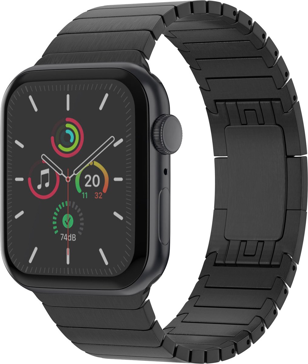 Selencia Stalen schakelband geschikt geschikt voor Apple Watch Series 1 / 2 / 3 / 4 / 5 / 6 / 7 / 8 / 9 / SE - 38 / 40 / 41 mm - Zwart