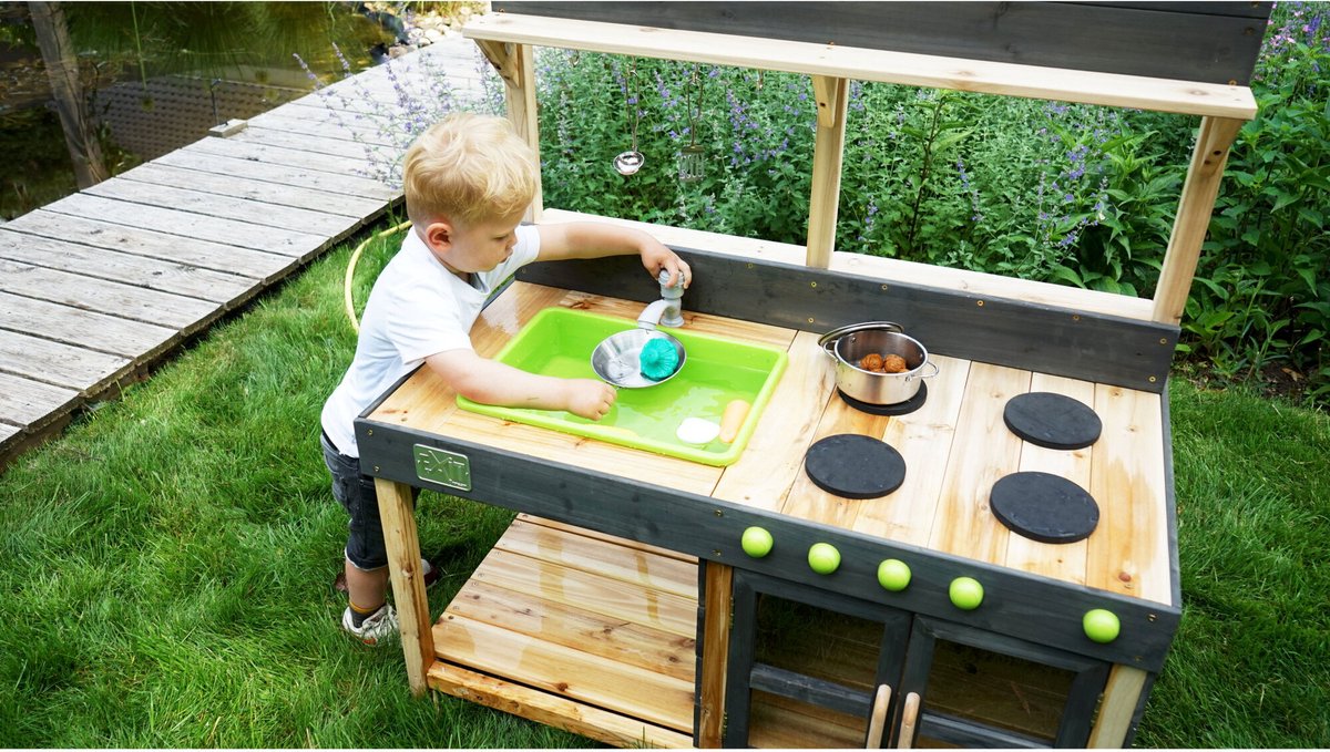 EXIT Yummy 200 Houten Buitenkeuken - Modderkeuken - Speelkeuken voor Buiten - Kinderen - FSC Hout - Naturel — afbeelding 5