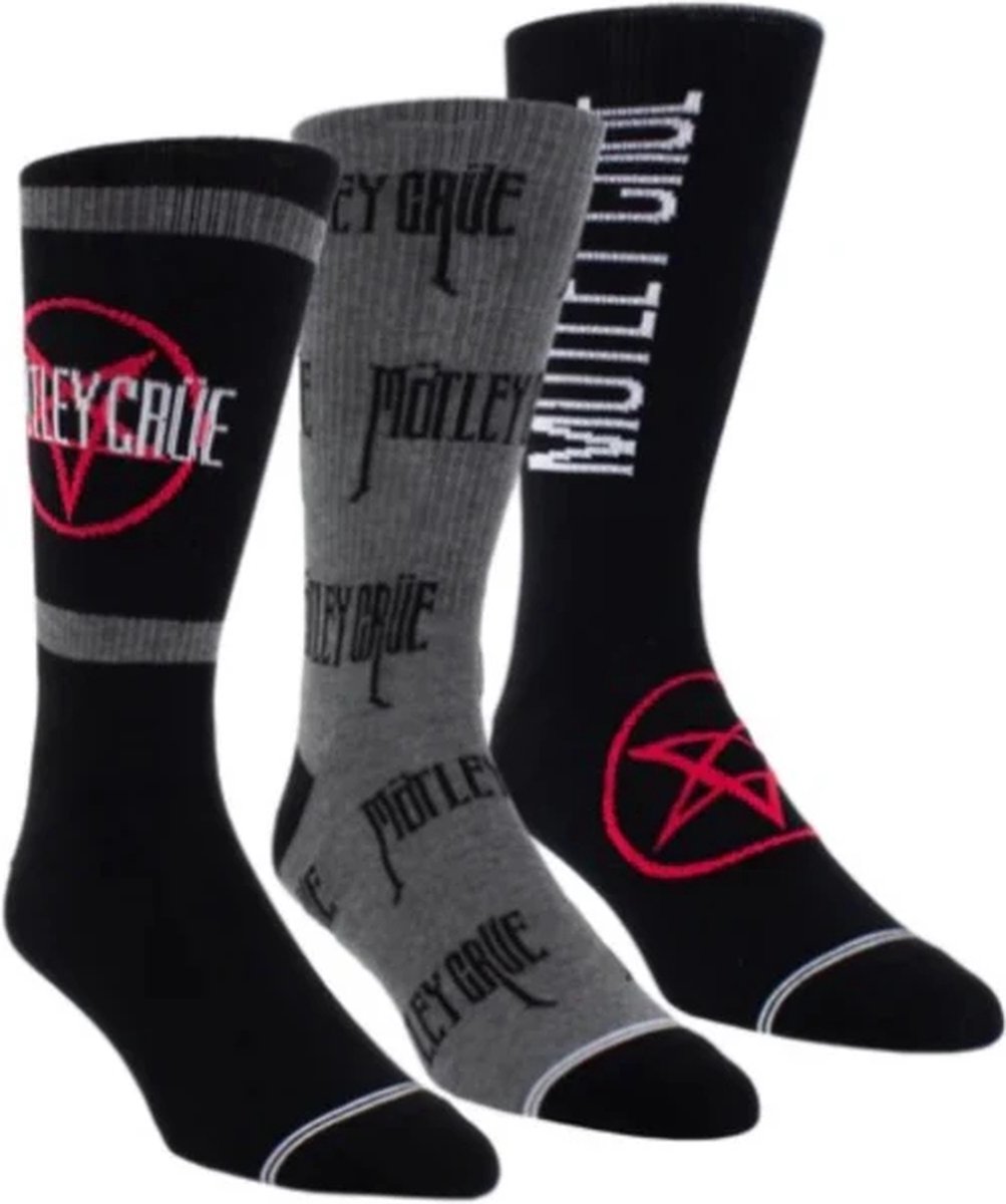 Motley Crue Assorted Crew Socks 3 Pack (One Size - EU 40-46)