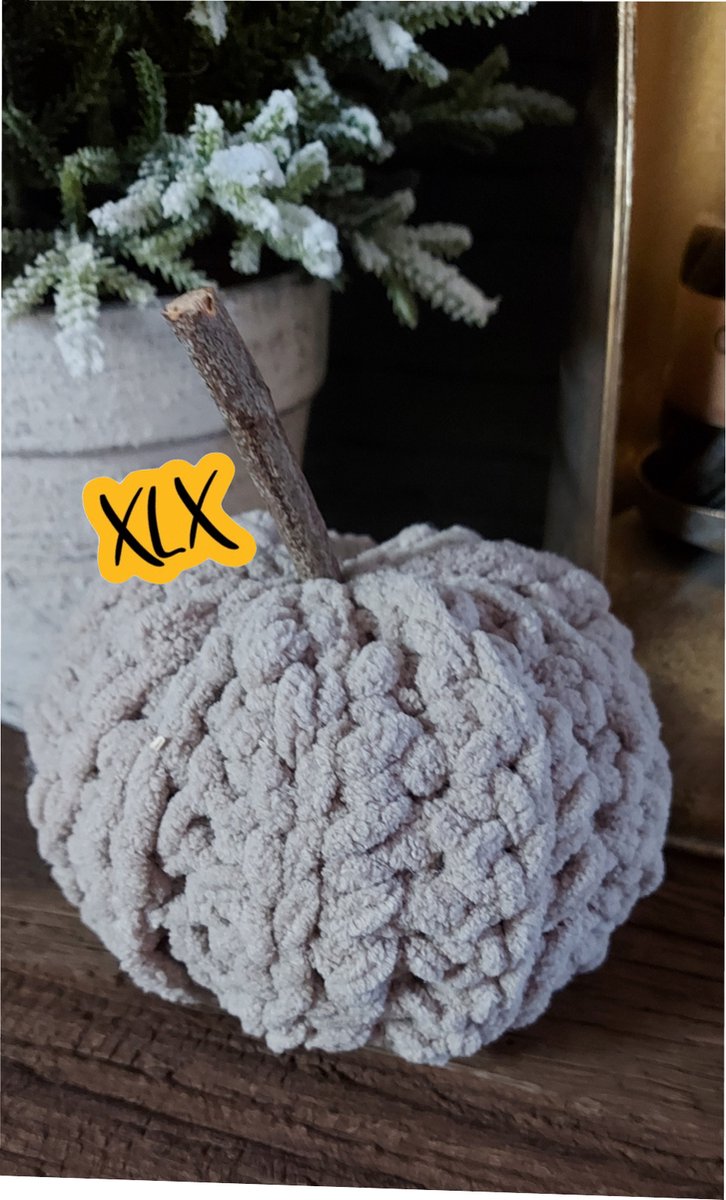 Pompoen, Gehaakte pompoen, Herfst decoratie, Halloween, Decoratie, Woonaccessoires, Grijs / Taupe pompoen , XLX®