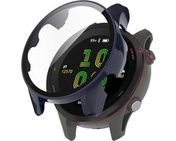 Watch case screenprotector - hoesje - gehard glas - geschikt voor Garmin Forerunner 255 - donkerblauw