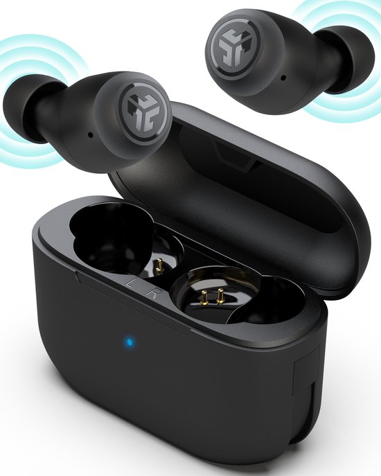 JLab Go Pop Draadloze Oordopjes - Bluetooth Oortjes Draadloos - 35 uur Batterijduur - Met Microfoon - Geschikt voor Android en Apple - Zwart