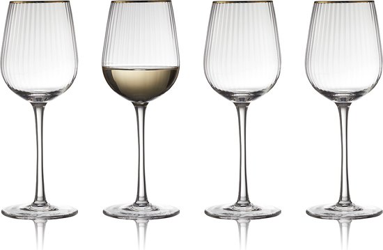 Lyngby Glas - Verre à vin vin blanc Palermo bord doré (lot de 4) - Verres à vin