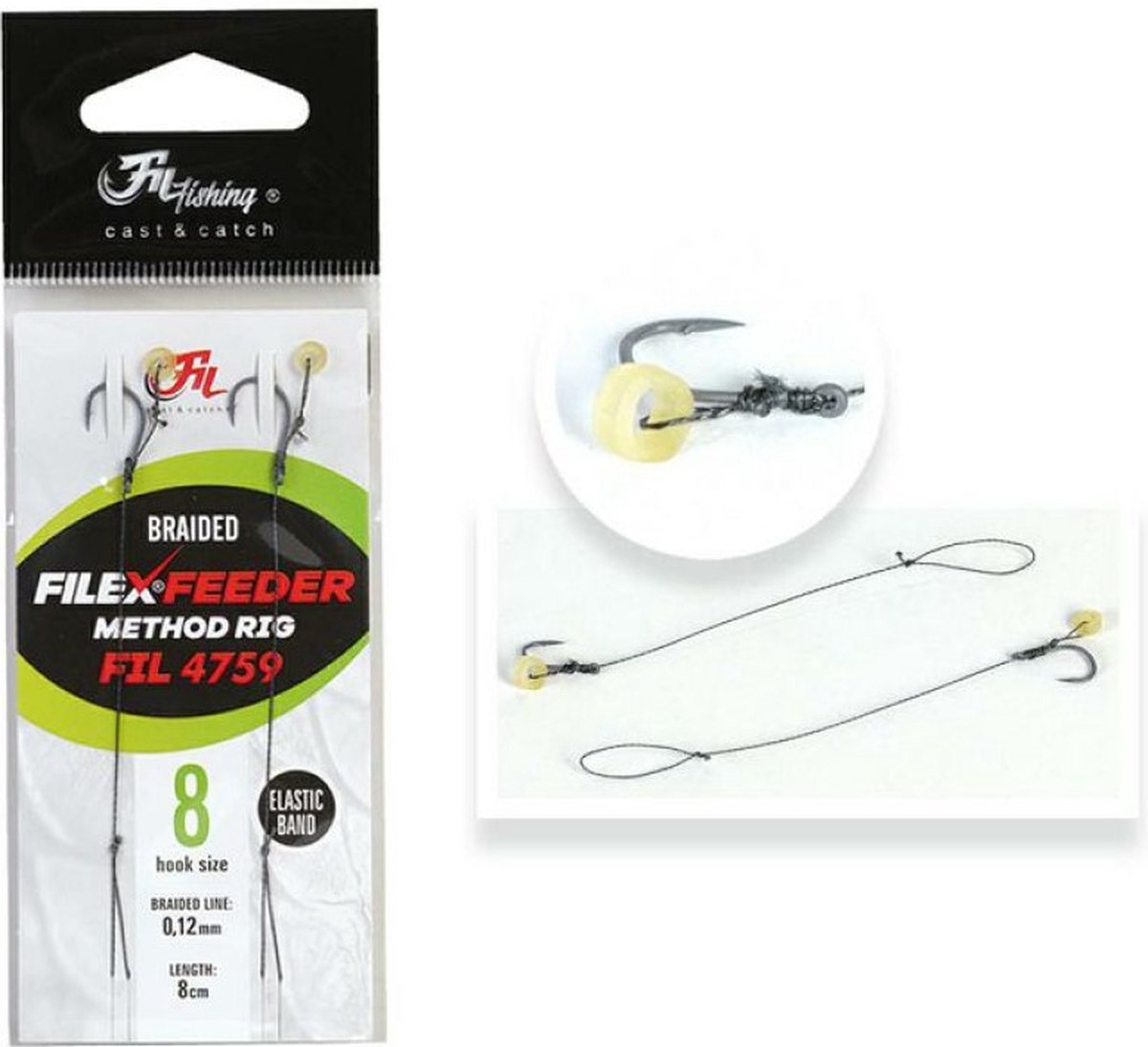 Filex Method Feeder Rig #12 - Braid - Elastic Band - 0.12mm - 2 stuks - Method Onderlijn