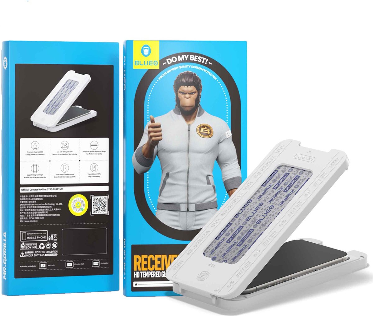 BLUEO Glasfolie - Screenprotector Geschikt voor iPhone 16 Pro - met Applicator