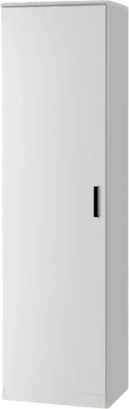 Interiax Opbergkast - Kledingkast 'Lucas' - 1 Deur & 4 Legplanken | Wit | 184x50x52 cm