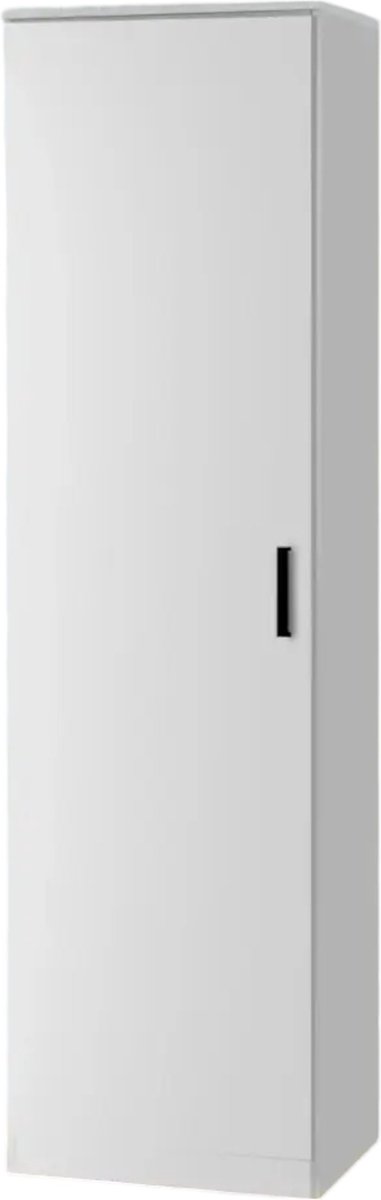 Interiax Opbergkast - Kledingkast 'Lucas' - 1 Deur & 4 Legplanken | Wit | 184x50x52 cm