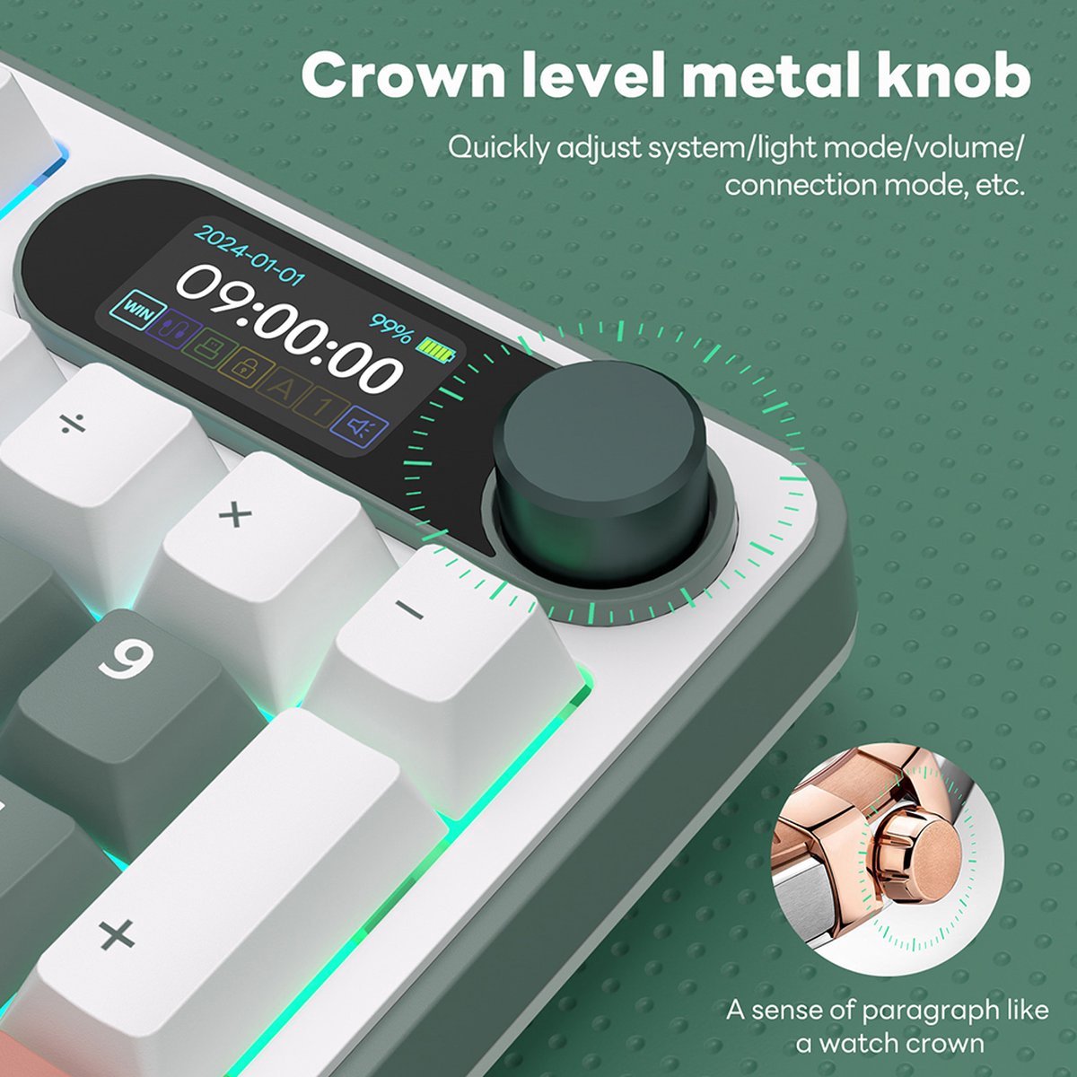 Royal Kludge RKS98 - Mechanisch Gaming Toetsenbord - Gaming Keyboard - Draadloos - RGB - Met LCD-scherm thumbnail 2