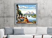 Pixel art vermeer schilderij | Vermeer's meesterwerk, tot leven gebracht in prachtige pixelkunst | Kunst - 20x20 centimeter op Dibond | Foto op Dibond
