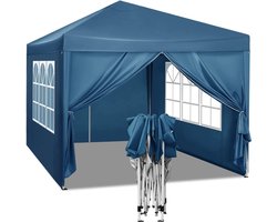 Gazebo Pop-Up Tent - Waterdichte Pagode - Zonnescherm - UV-bescherming - Regenbestendig - Gemakkelijk op te zetten - 3m x 3m Blauw