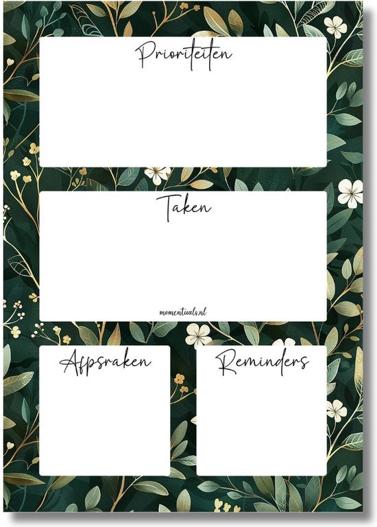 Foto: Momentuals dagplanner a5 to do planner daily planner to do list to do lijst ongedateerd en afscheurbaar lijmbinding midnight garden collectie