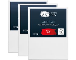 Artina Akademie – Set van 3 Schilderdoeken Canvas 60x80 cm – Spieraam van FSC® Hout – Wit Canvas 100% Katoen – 280 g/m149