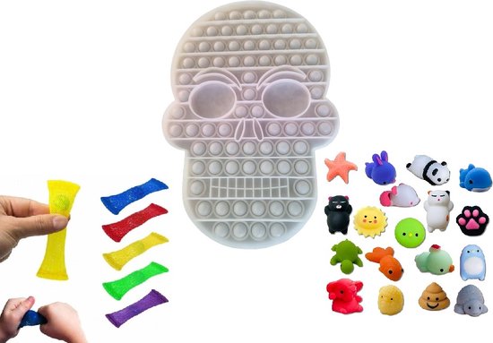 HappyTrendz® Fidget Toys - Pop It Fidget Toy - Pop It Color Changing UV - 5 Mochies - 5 mesh Marbles - Fidget Pakket - fidget toys - fidget - toppers 2022