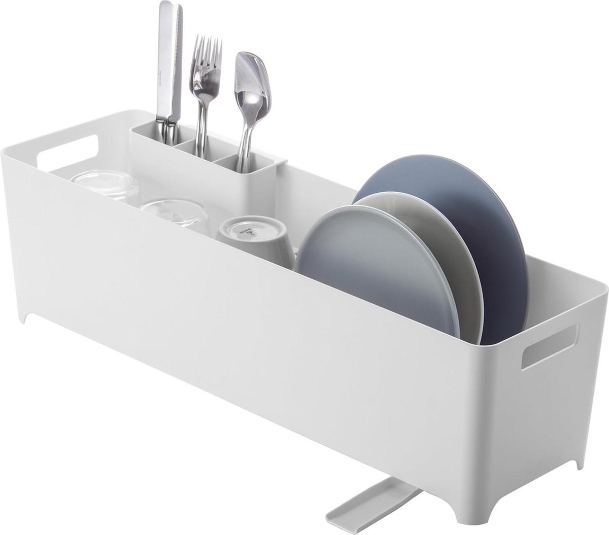 Goedkoopste Slimme dish drainer mand - toren - wit met uitlekrek
