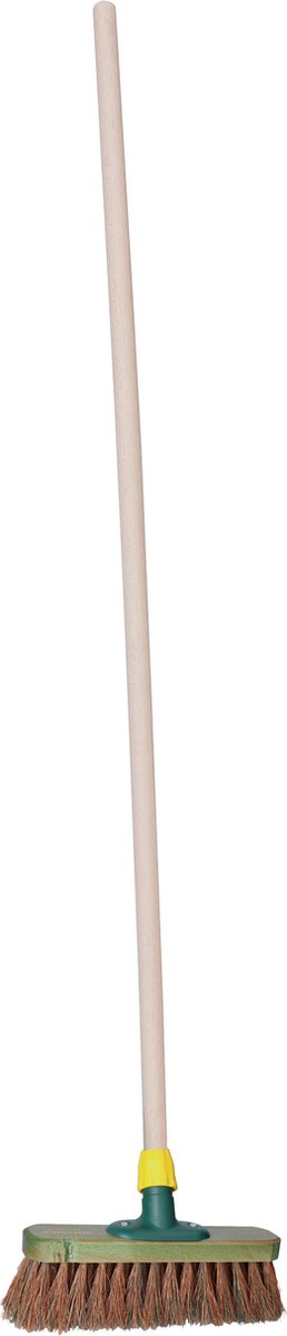Goedkoopste Brumag Straatbezem Greenwood voor buiten terrastegels en klinkers - Harde haren bezemkop 28 cm breed - Houten steel 139 cm