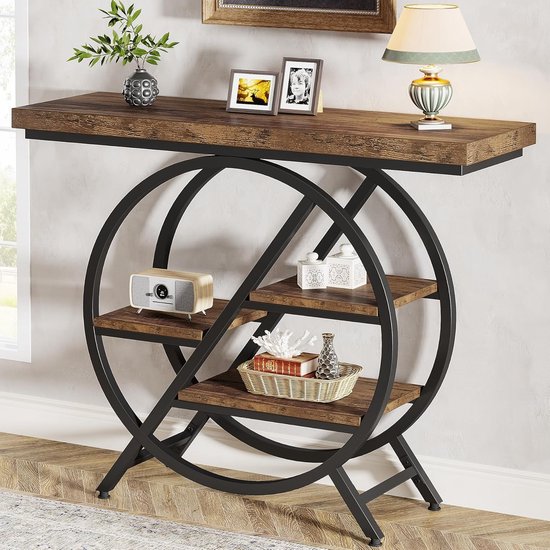 Tribesigns Boerderijconsole, 119 cm, consoletafel met opbergruimte, industriële accenttafel voor hal, woonkamer, entree Tribesigns Boerderijconsole, 119 cm, consoletafel met opbergruimte, industriële accenttafel voor hal, woonkamer, entree