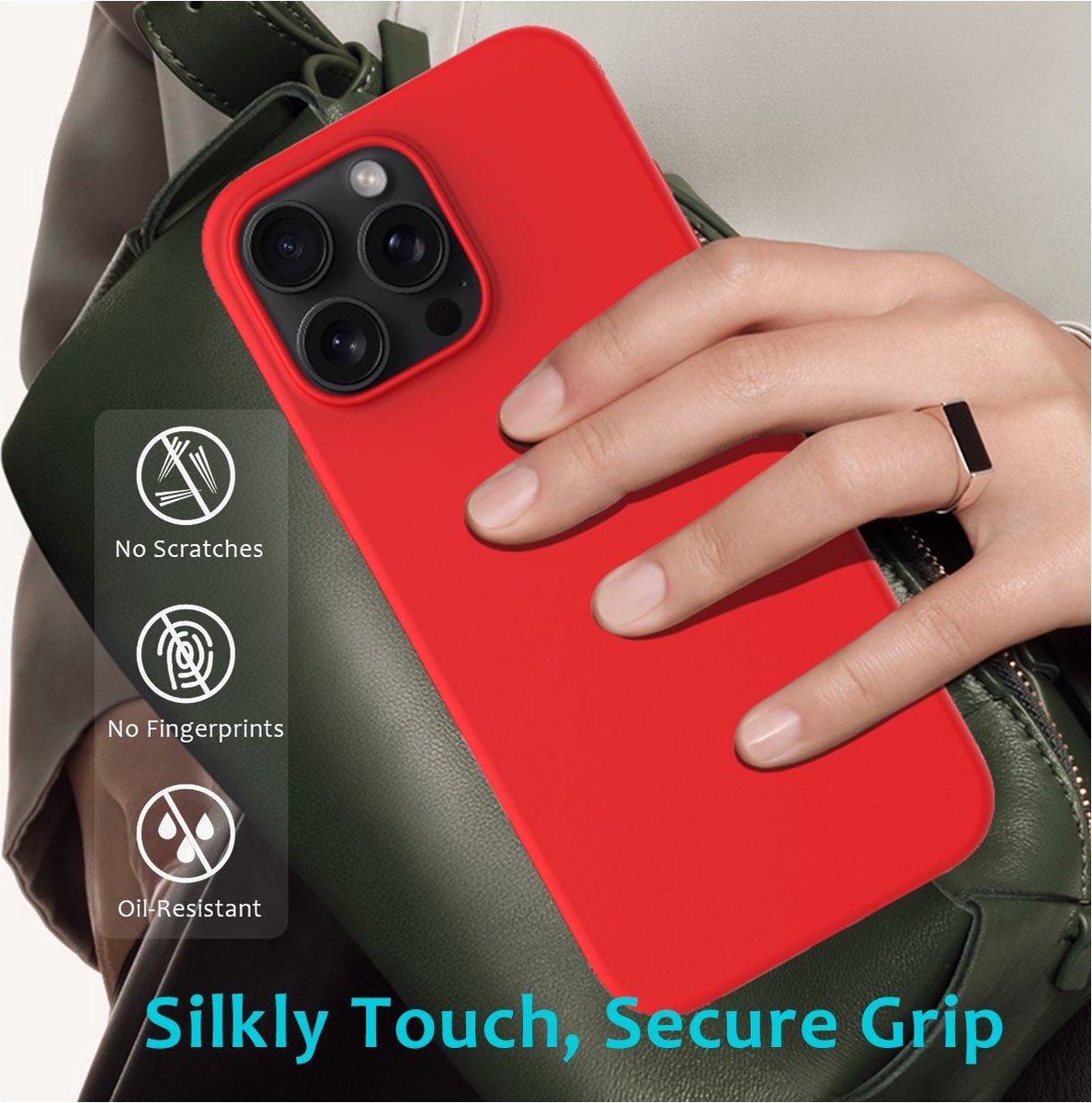 Mobigear Hoesje geschikt voor Apple iPhone 16 Pro Max Siliconen Telefoonhoesje | Mobigear Rubber Touch Backcover | iPhone 16 Pro Max Case | Back Cover - Rood