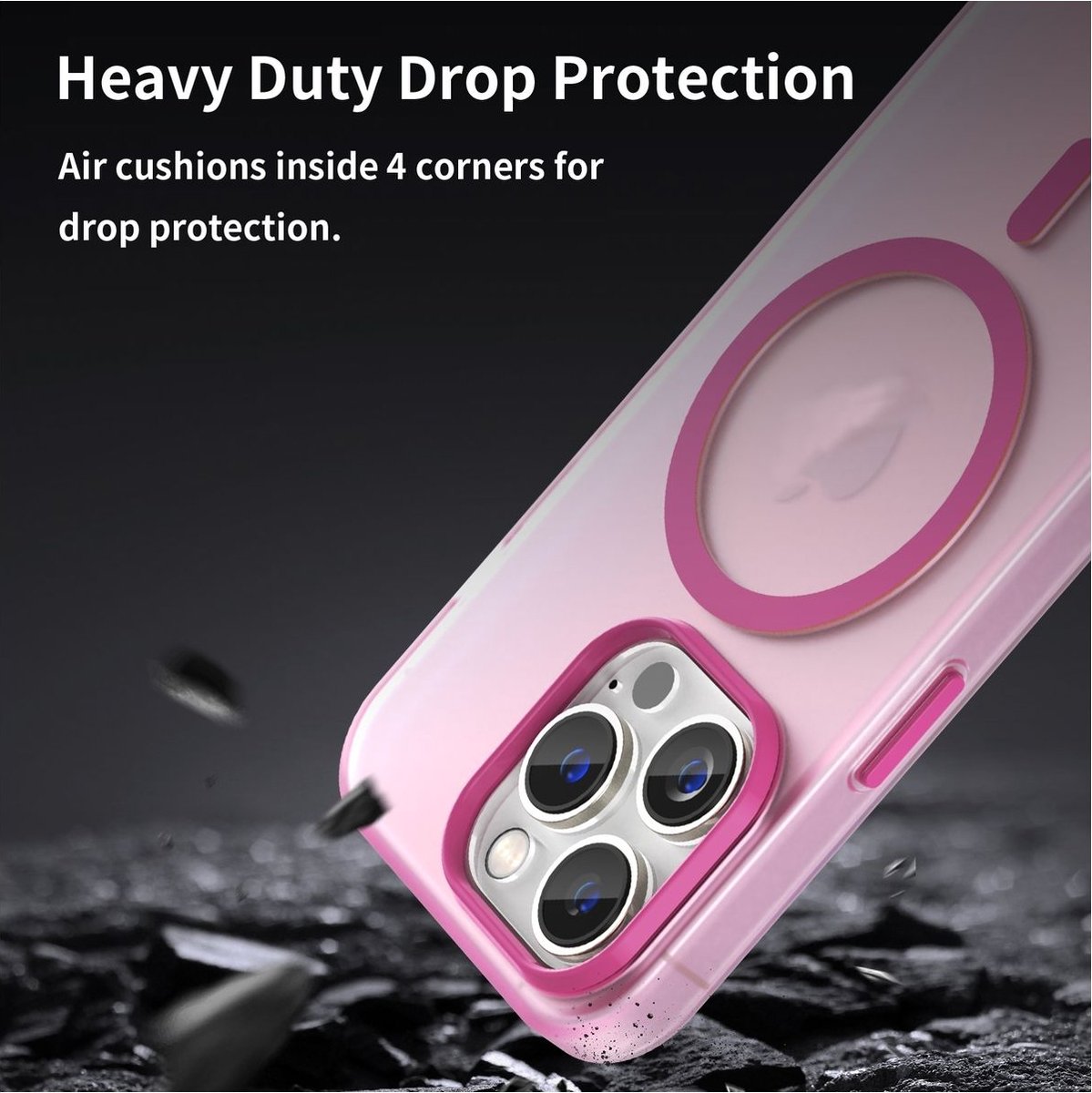 Mobigear Hoesje geschikt voor Apple iPhone 16 Pro Max MagSafe Telefoonhoesje Flexibel TPU | Mobigear Shockproof Backcover | Geschikt voor MagSafe | Geschikt voor Draadloos Opladen met Magnetische Ring | Geschikt voor MagSafe Case - Roze