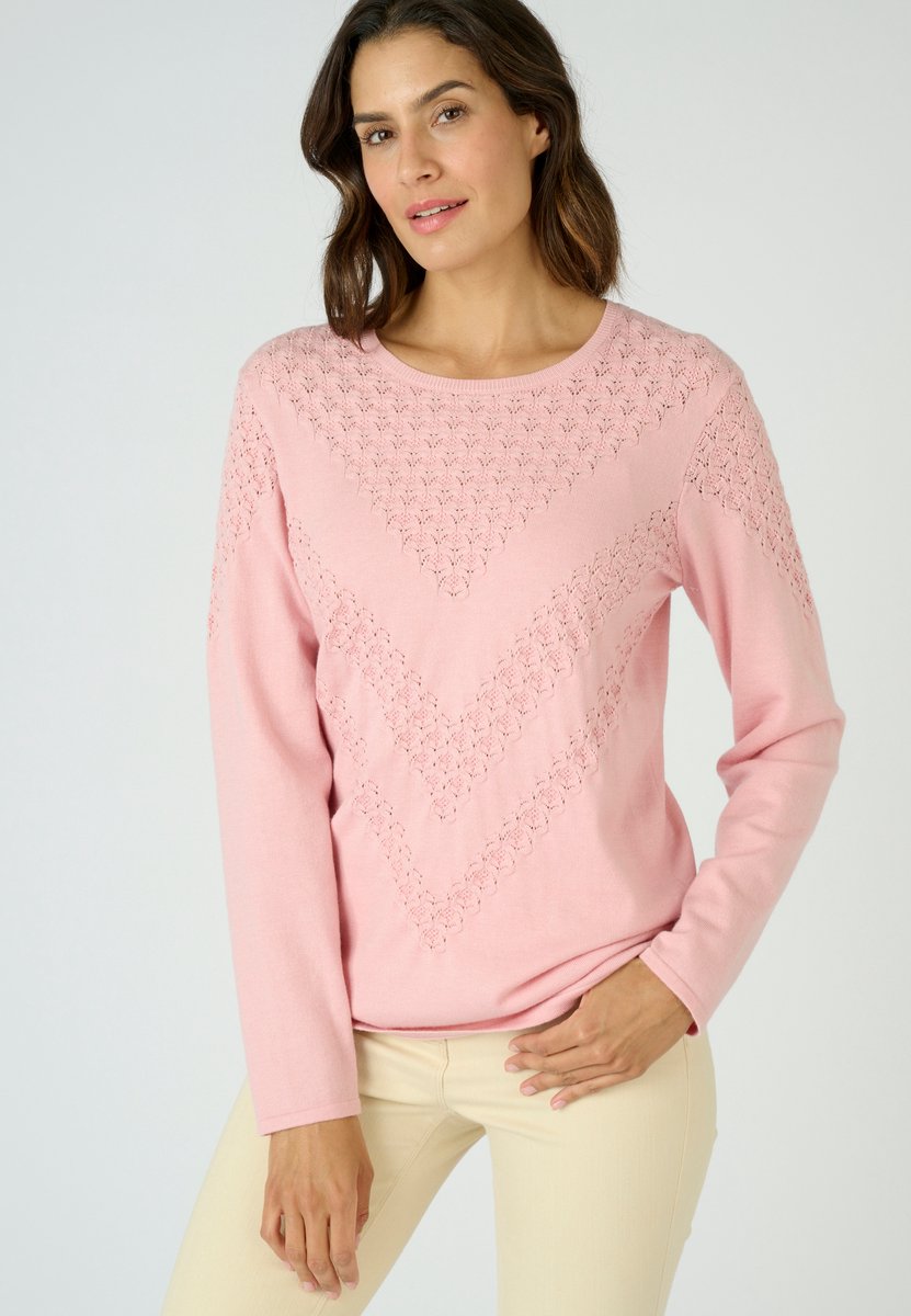 Damart - Trui met siersteek Thermolactyl - Dames - Roze - XL