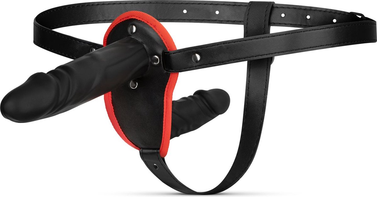 Goedkoopste Fetish Collection - Dubbel Dildo Strap-On Set - Zwart