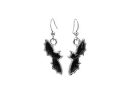 Plux Fashion Vleermuis Oorbellen - Zilver - 4cm - Metaal - Heren - Dames - Sieraden - Zilveren Oorbellen - Oorhangers - HipHop oorbellen - Sieraden Cadeau - Luxe Style - Duurzame Kwaliteit - Halloween - Oktoberfeest