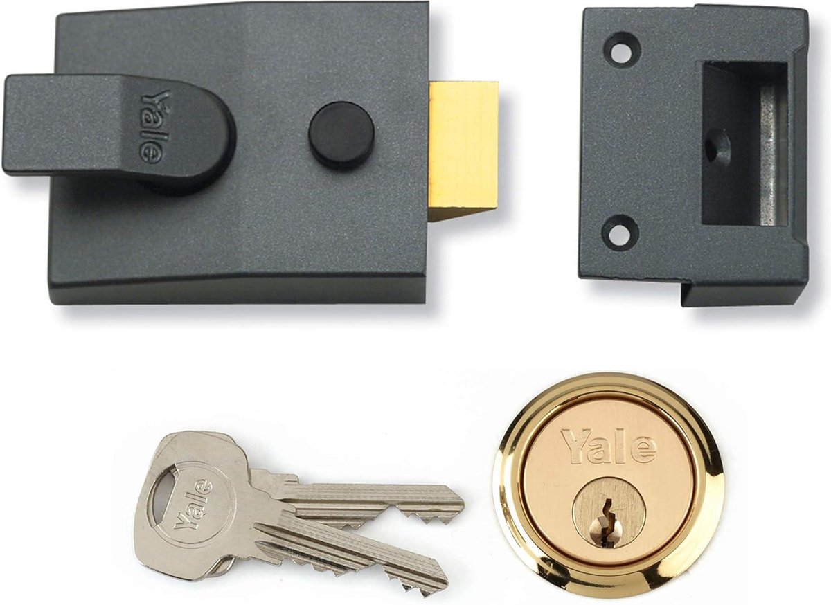 Deadlocking Nightlatch Automatic Deadlock Dark Metallic Finish/Brass Cylinder - High Security Outdoor Lock - Front Door Latch — cadeau in Cadeau-ideeën - foto 2