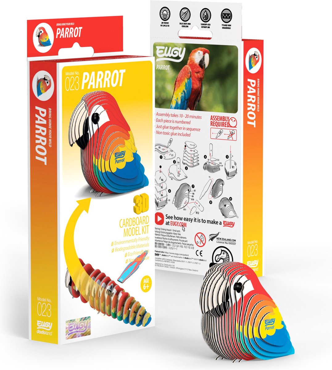 EUGY 3D Puzzel - Papegaai - Vogels - Duurzaam - Verzamel Ze Allemaal - 6 Jaar