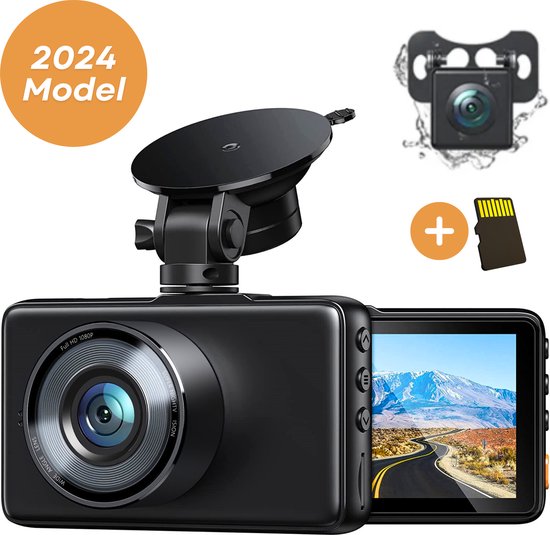 Avalect RoadPro Dashcam voor Auto - 2024 - Auto Camera Voor en Achter - Volledig HD - Nachtvisie - Parkeerstand met ingebouwde G-sensor - Inclusief batterij - Incl 32GB SD-kaart