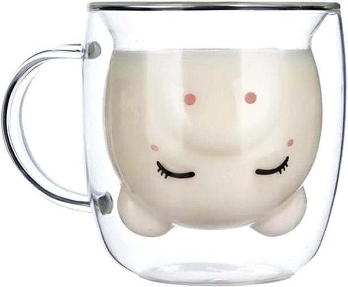 Schattige varken-print dubbelwandige koffieglazen 350 ml isolatieglazen voor cappuccino en melk dubbelwandige theeglazen