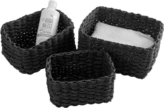 HOMCOM Set van 2 bijzettafels, boho-stijl, stapelbaar, waterhyacint, natuurlijk zwart