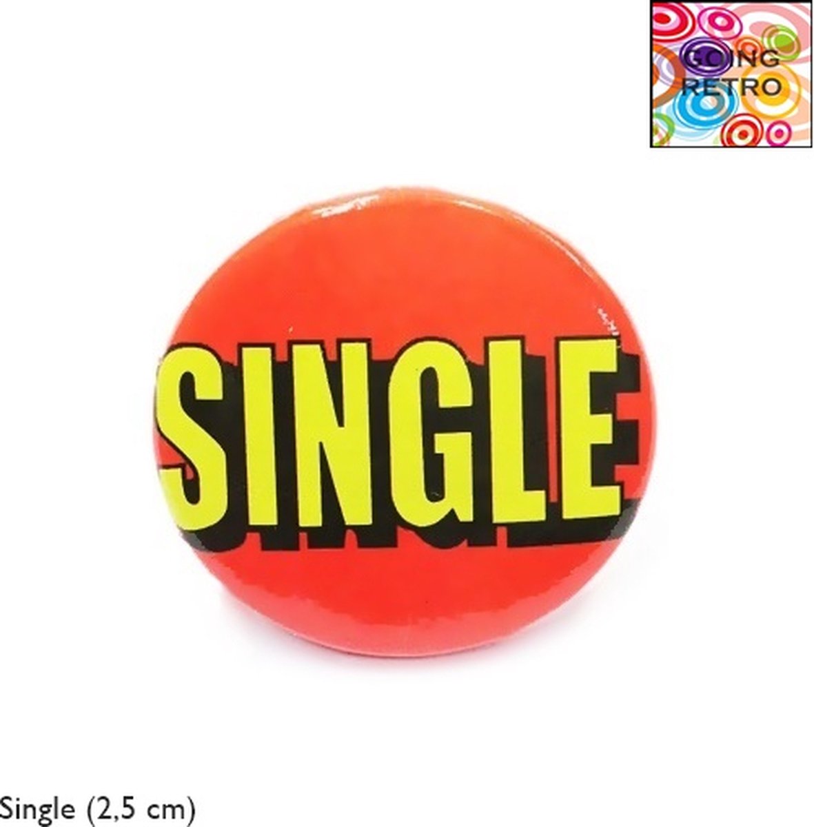 Going Retro® - Trendy Button Brôche - (03) Single Geel Zwart – Oranje – ca. 2,5 cm – Volwassenen Jeugd – Unisex – Casual - Thema Feest