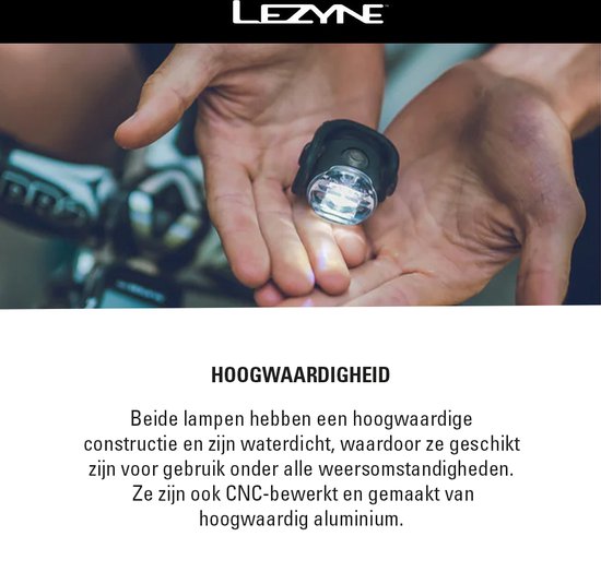 Lezyne Femto USB Drive Set - Fietslampjes Micro-USB Oplaadbaar - Fietsverlichting Set - Voor- en Achterlicht Fiets - Veiligheidslampjes - 4 knipperstanden - 2 Stuks - Zwart — afbeelding 2