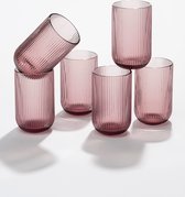 Mica Decorations Verre à Merlot - Set de 6 - 400 ml - Glas - Violet
