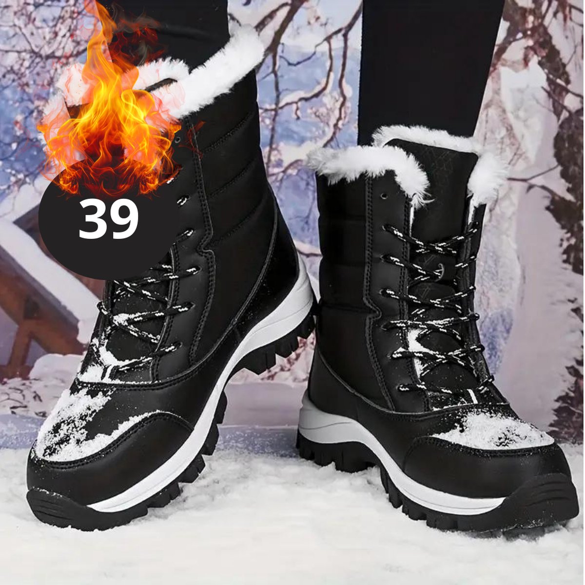 Bovista Snowboots Sneeuwschoenen Sneeuwboots Dames Wintersport Ski Skischoenen – 39 Hoog Zwart