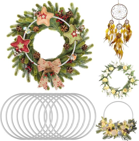 20 Stuks Macramé Ringen Inpakken Houten Ringen Voor Dromenvanger Ringen Metalen Ringen Voor Ambachten Doe-het-zelf Dromenvangers Benodigdheden Macramé-ring Diy Draad Ring Veter Wit