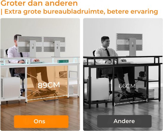 YOUDENOVA Hoekbureau met laden, bureau, L-vorm, 168 x 100