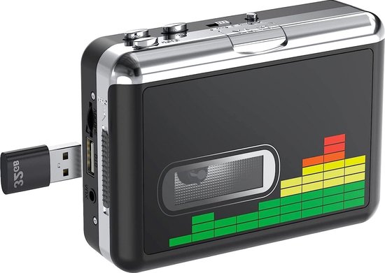 Cassette Converter, Portable USB Cassette to PC MP3 CD Switcher Converter Capture Audio Music Player with Headphones for PCs Laptops