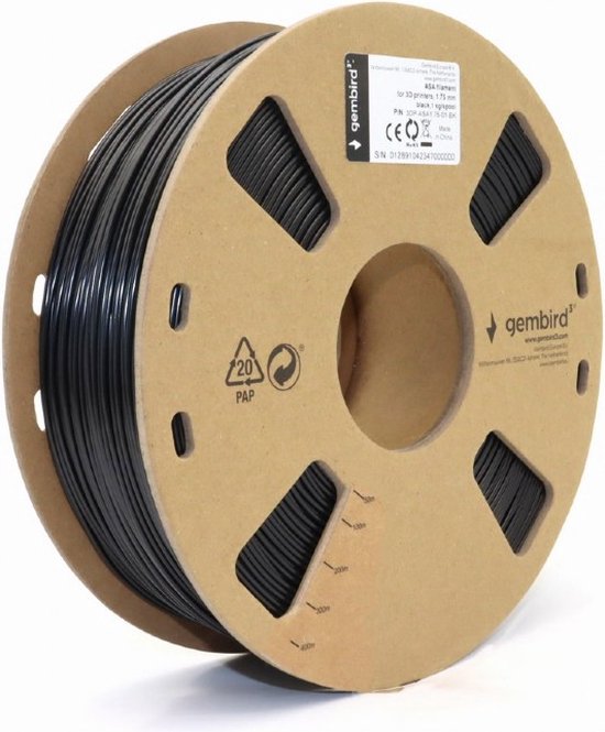 Foto: Gembird asa filament zwart 1 75 mm 1 kg