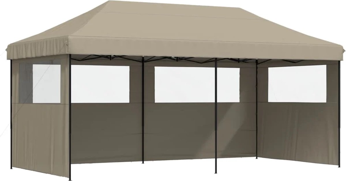Partytent opvouwbaar - Paviljoen - 3x6 - Easy up - Waterdicht - met Zijwanden - Weerbestendig - Taupe