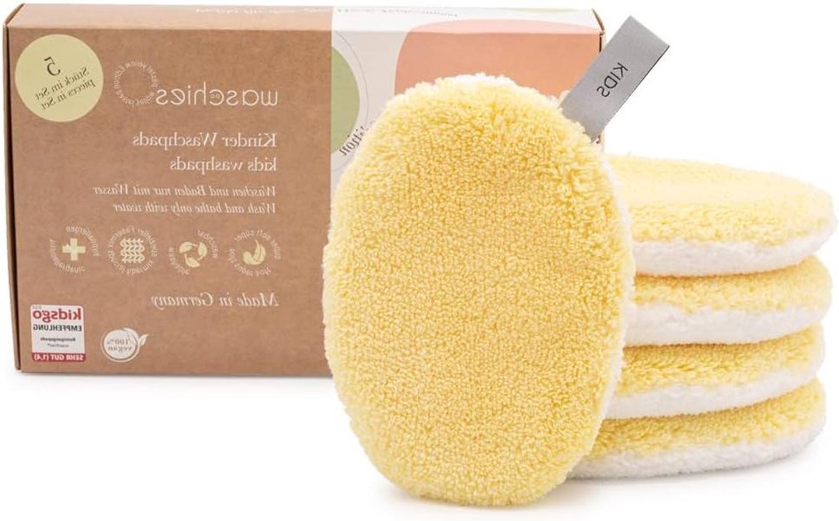 Waspads voor baby's en kinderen - Reiniging met water - Herbruikbaar en huidvriendelijk - Superzacht - Made in Germany - Pastelgeel - set van 5